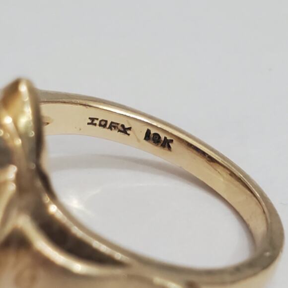 1930-40s Eastern Star Ring – Erie Basin Order of the Eastern Star 10k Gold Blue Glass Ring 5 Grams Size 4.75
